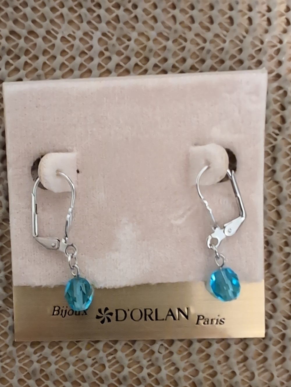 Aqua Blue Crystal Drop Earrings D'Orlan New
